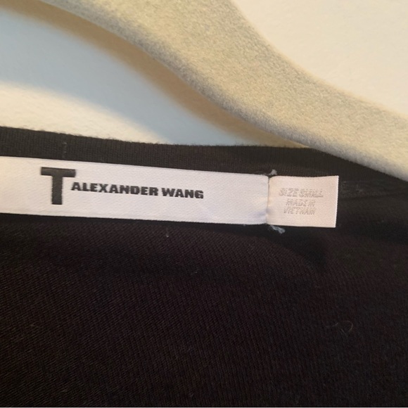 T Alexander Wang black Long Sleeve pocket tee Top Size Small - Picture 3 of 5